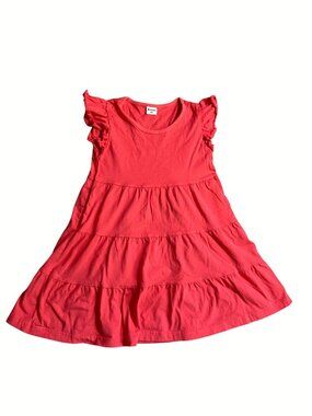 Bumeex Girls Coral Ruffle Sleeve Tiered Dress 5Y Cotton